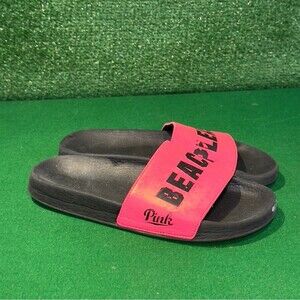Victoria's Secret Hot Pink Beach Please Slides Flip Flop Sandals Size‎ Large 7-9